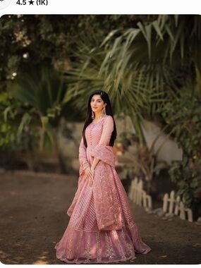 Elegant Pink Embroidered Women's pishwa  Dress